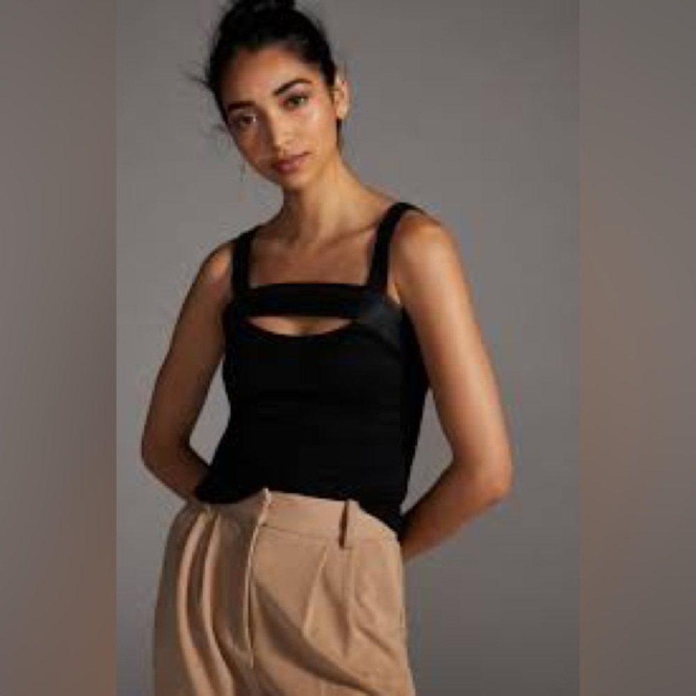 Maeve Leather-Strap Tank Top